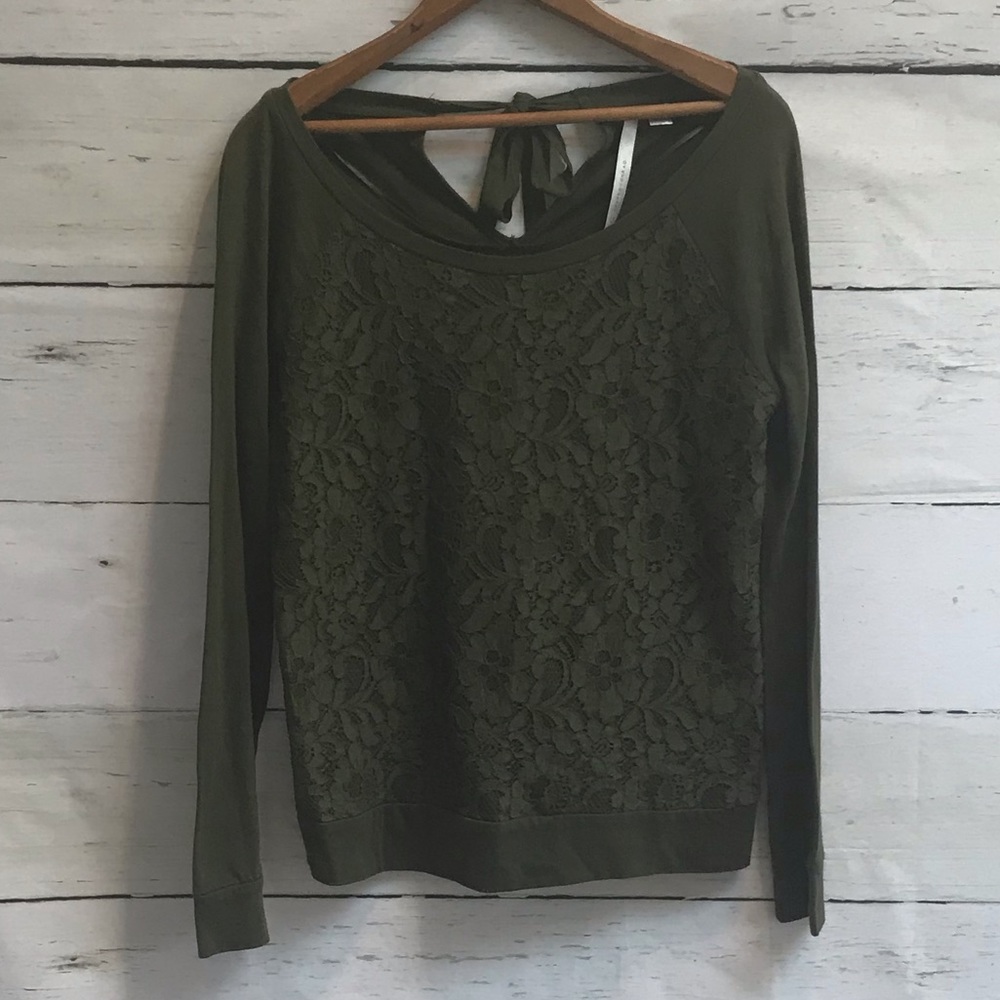 Lauren Conrad olive green lace top size small